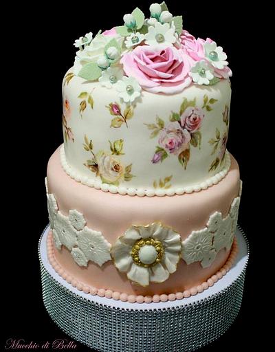The Vintage Rose (hand painted wedding cake) - Cake by Mucchio di Bella