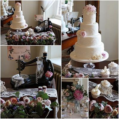 Bobbins & Lace Vintage Wedding Cake - Cake by TiersandTiaras