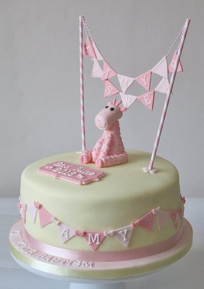 A pink giraffe and bunting for Amy Elspeth's baptism - Cake by Victoria Hobbs
