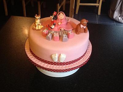 Baby in blanket with Minnie Mouse Christening cake - Cake by K Cakes