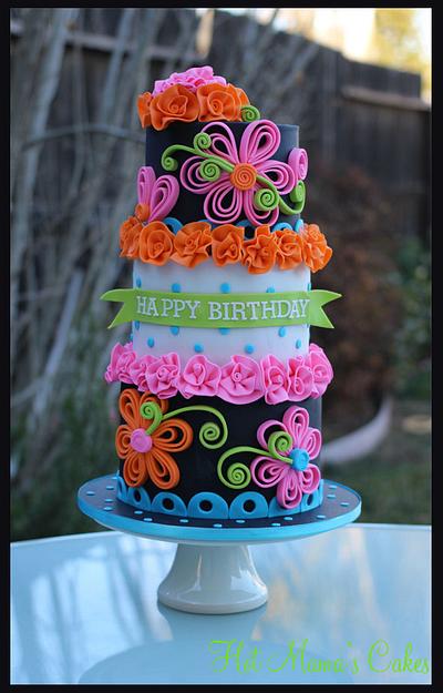 Neon quilling cake - Cake by Hot Mama's Cakes
