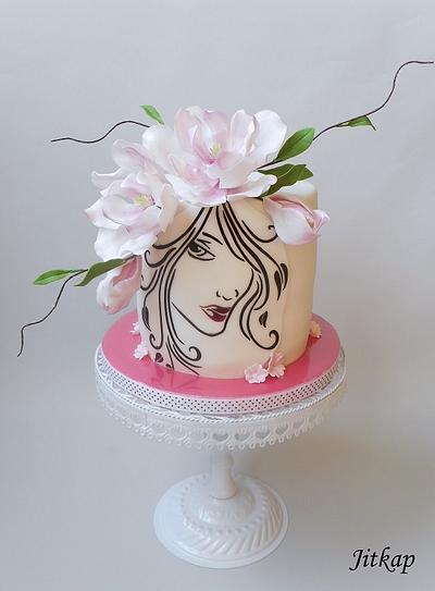 Narozeninový se siluetou a magnoliemi - Cake by Jitkap