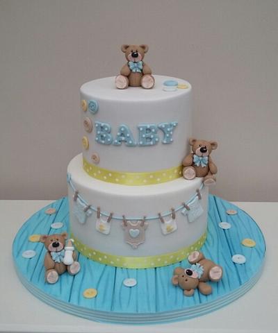 Tumbling Teddies Baby Shower - Cake by The Buttercream Pantry