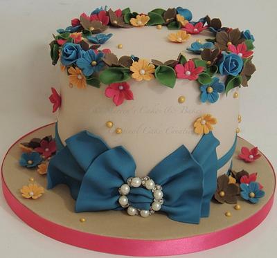 Pretty flowers & bling - Cake by Shereen