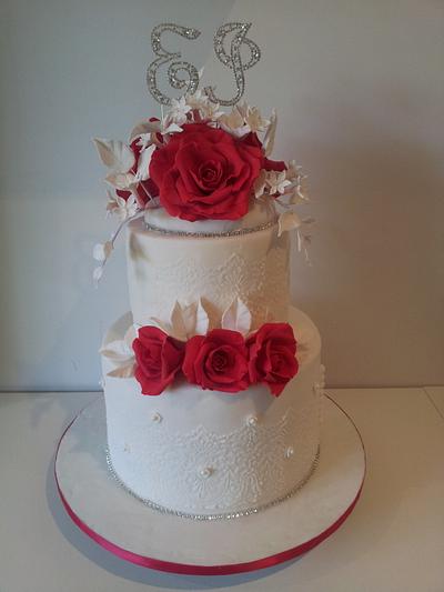 Wedding cake in white and red  - Cake by Bistra Dean 