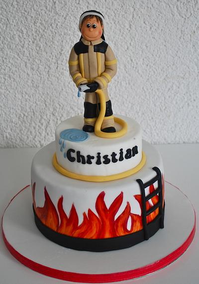 firefighter birthday cake - Cake by Simone Barton