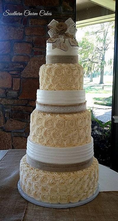 Ivory Tower Wedding Cake - Cake by Michelle - Southern Charm Cakes