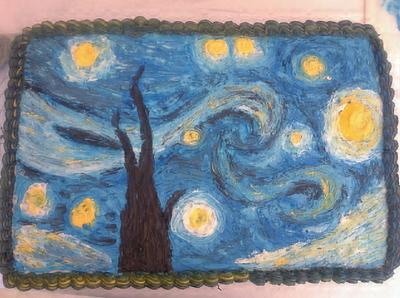 Van Gogh Starry Night in Butter cream! - Cake by Melissa Walsh