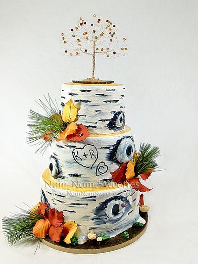 Fall Birch Wedding Cake - Cake by Nom Nom Sweeties
