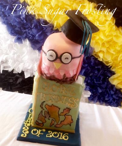 Sleeping Owl On A Book  - Cake by pink sugar frosting