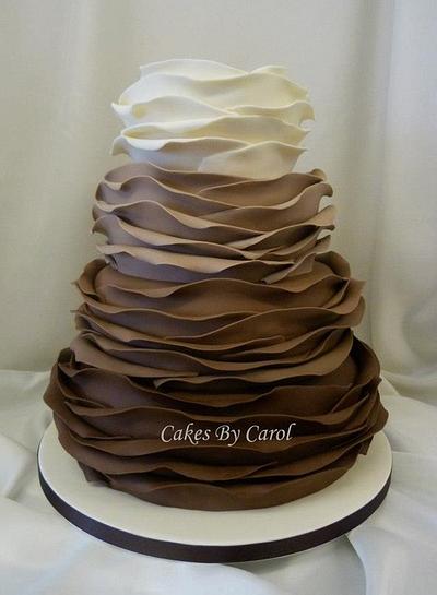 Chocolate ombre ruffle wedding cake - Cake by Carol