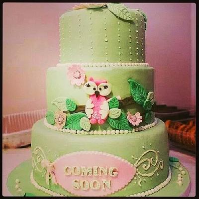 Owl baby shower cake  - Cake by Danijela Lilchickcupcakes
