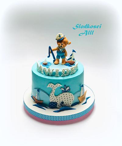 Teddy Bear Sailor 1st Birthday Cake - Cake by Alll 
