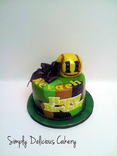 Camo Softball  - Cake by Simply Delicious Cakery