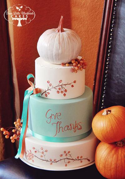 Turquoise and Pumpkin - Cake by Three Little Blackbirds