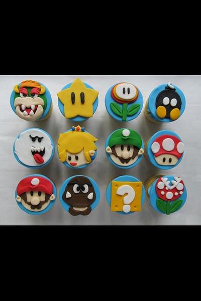 Super Mario Cupcakes with Fondant Toppers - Cake by Denise Frenette 