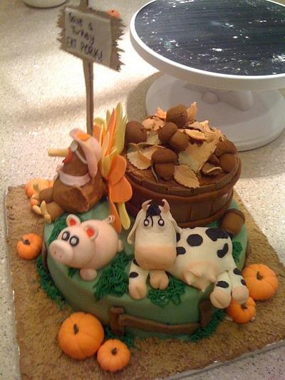 Thanksgiving amimals cake - Cake by Loracakes