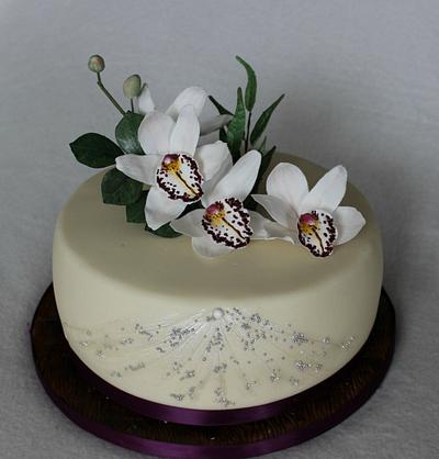 Birthday cake with orchids - Cake by Anka