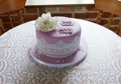 Lace and peony - Cake by Angel Cake Design