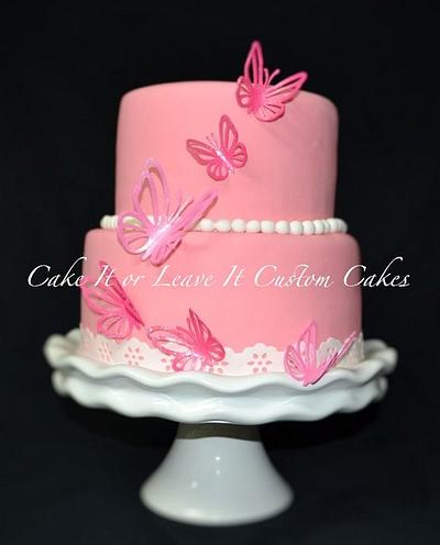 Pretty Pink Butterfly cake - Cake by cakemomof5