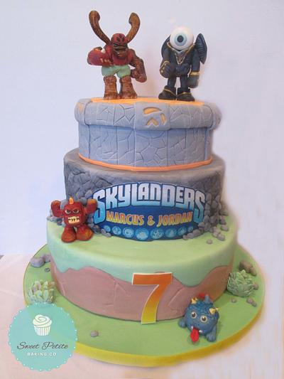 Skylander Cake with Handcrafted Figures - Cake by Sweet Petite Baking Co.