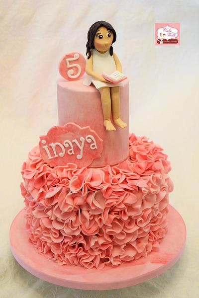 Pink Ruffles For a lil Girl who loves to read - Cake by Cakewalkuae