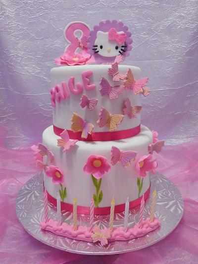 Hello Kitty with Poppies and Butterflies - Cake by Michelle
