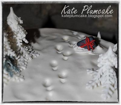Winter cake - footprints in the snow - Cake by Kate Plumcake