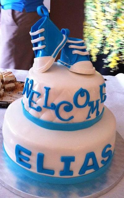 Baby Shower Cake with Baby Converse Running Shoes - Cake by Blissful Bites