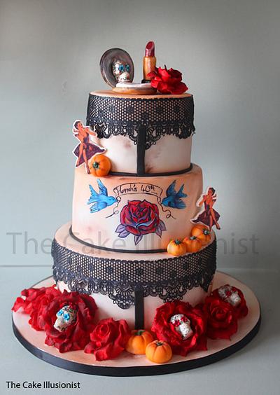 1950's Pin up / day-of-the-dead - Cake by Hannah