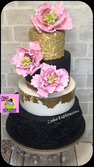 Pink Peonies and Gold  - Cake by Cake Explosion!