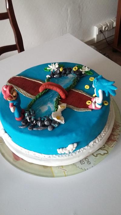 sonic and mario - Cake by camille