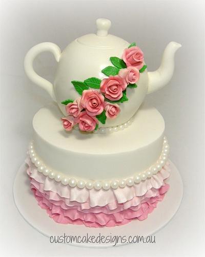 Kitchen Tea Teapot Cake - Cake by Custom Cake Designs