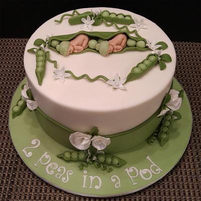 "2 Peas in a Pod" Baby Shower Cake - Cake by ShelleySugarCreations