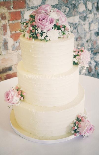 Rustic buttercream wedding cake - Cake by Daisychain's Cakes