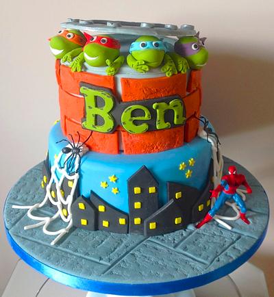 TMNT and Spiderman - Cake by Alison's Bespoke Cakes