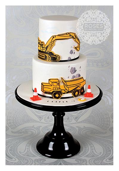 Hand painted diggers - Cake by Roses by Moonlight