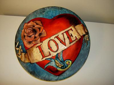 Retro Tattoo Heart Cake - Cake by Nicola Shipley