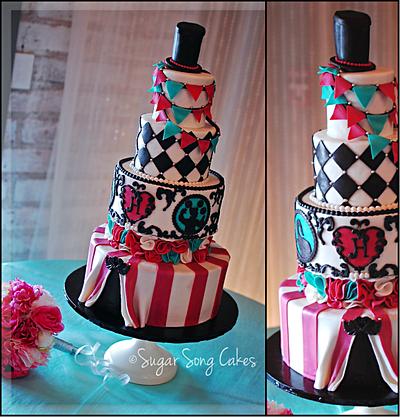 Vintage Circus Wedding Cake, Under the Big Top - Cake by lorieleann