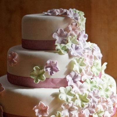 Pastel flowers wedding cake - Cake by Cakeadoodledee