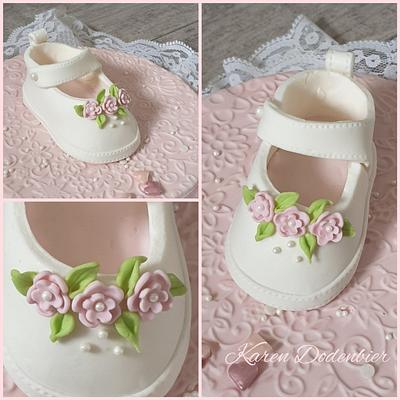 Pink and White Baby Shoes - Cake by Karen Dodenbier