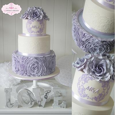 Lilac Ruffles and Roses - Cake by cjsweettreats