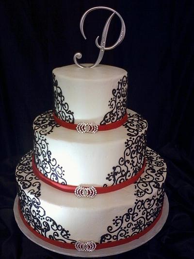 Black and Red Wedding - Cake by Michelle