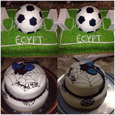 Soccercake and Spider-Man cake - Cake by helenfawaz91