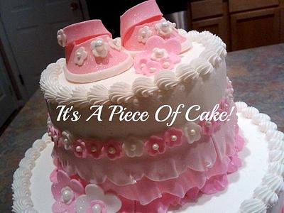 It's A Girl! Buttercream with fondant accents 2 Tier - Cake by Rebecca