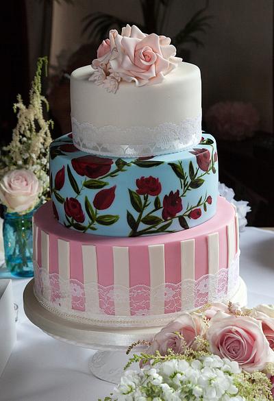 Hand Painted Wedding Cake - Cake by Funky Mamas
