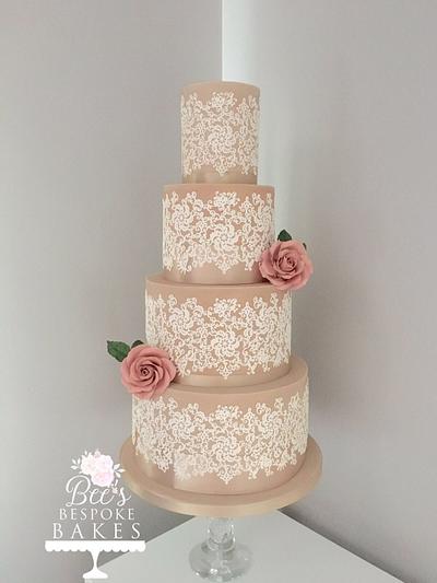 Vintage Lace Wedding Cake - Cake by Sweet Alchemy Wedding Cakes