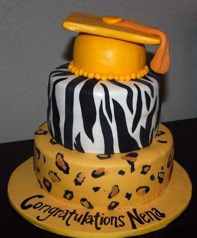 Cheetah Zebra Graduation Cake - Cake by Jenn