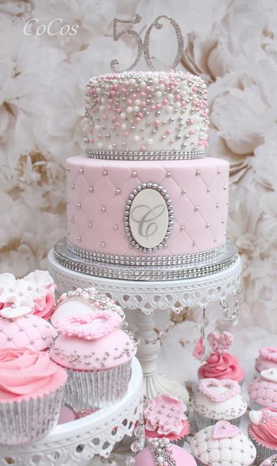 Pretty pink cake and cupcakes  - Cake by Lynette Brandl