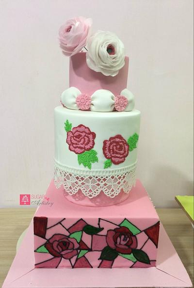 Pink Rose - Tiered cake workshop - Cake by D Sugar Artistry - cake art with Shabana